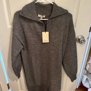NEW- Tags on Gray Collar Sweater Dress